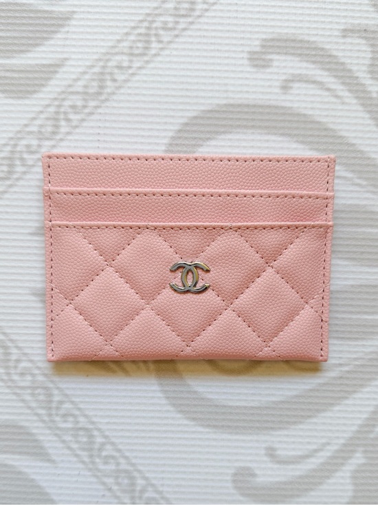 CHANEL Handbags - CHANEL Pastel Pink Quilted Card Sleeve with Silver CC